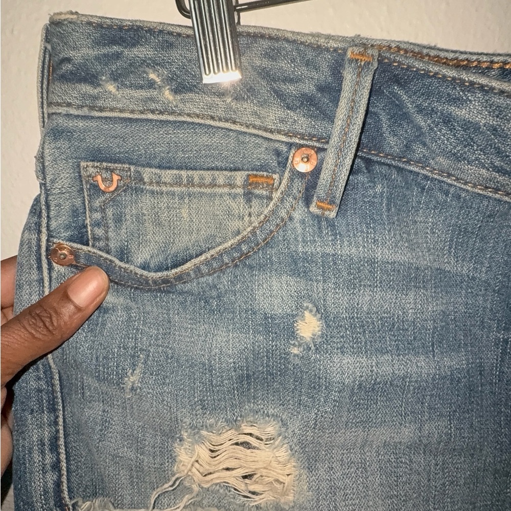 True Religion Distressed Jean Shorts